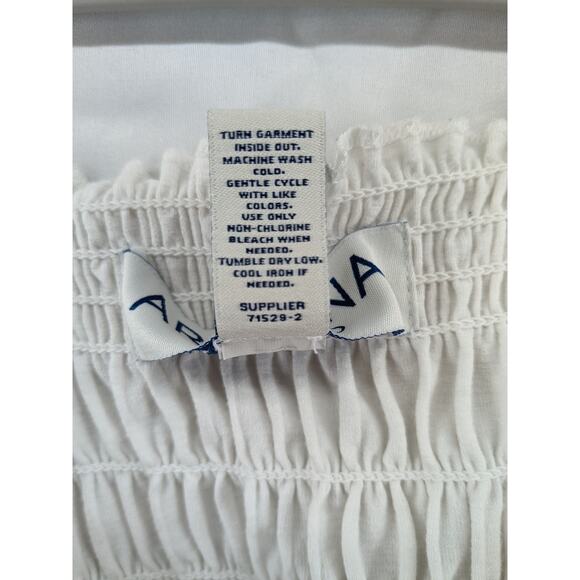 Arizona Jeans Tank Top L White Smocked Peplum Sleeveless Button Accent Ruffled - Picture 4 of 8